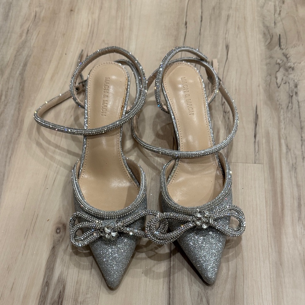 Elegant Silver Glitter Women's Heels size 6.5